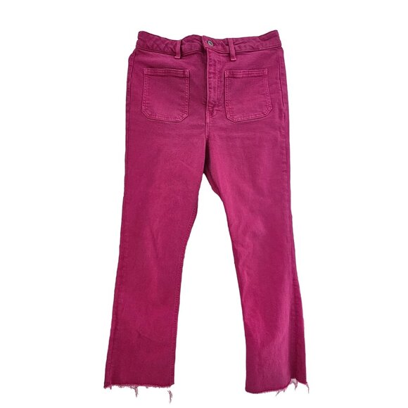 ❤️ ZARA HIGH RISE HOT PINK SAILOR FLARE JEANS IN FUSCHIA, SIZE 6 - Picture 3 of 6